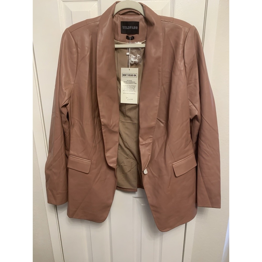 Wildfang Empower Vegan Leather Tux Blazer Rose Brown Size 1X